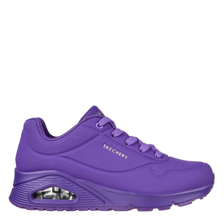 Skechers Women's Purple Durabuck Lace Up Classic Low-Top Trainers in Size 2, Sports Direct