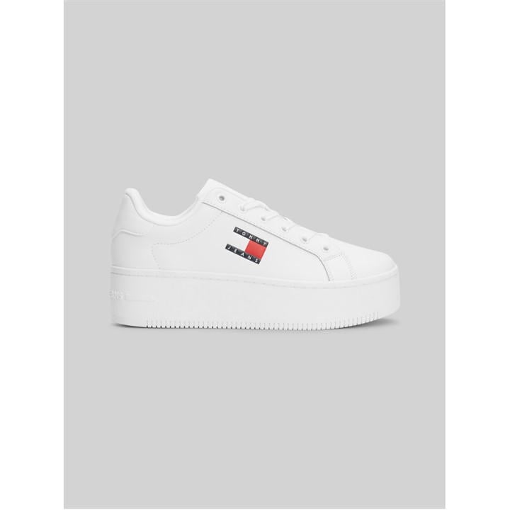 Tommy Jeans Women's White Essential Icon Flatform Trainers in Size 4, Sports Direct