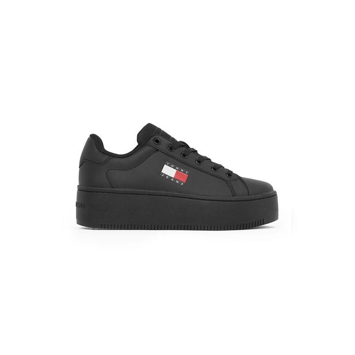 Tommy Jeans Women's Black Essential Icon Flatform Trainers in Size 7, Sports Direct