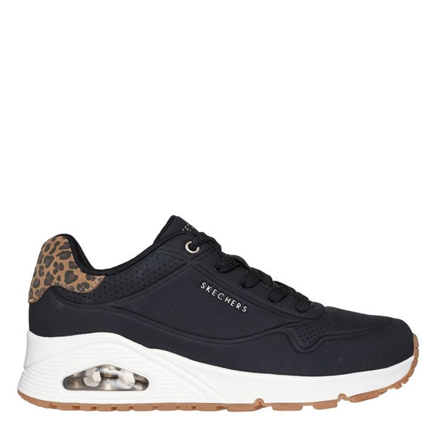 Black/Leopard - Skechers - UNO Stand On Air Trainers Womens