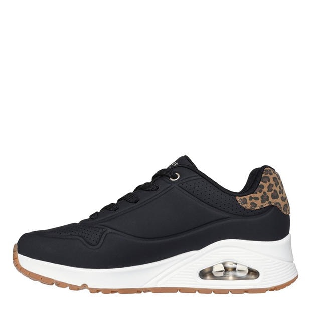 Black/Leopard - Skechers - UNO Stand On Air Trainers Womens