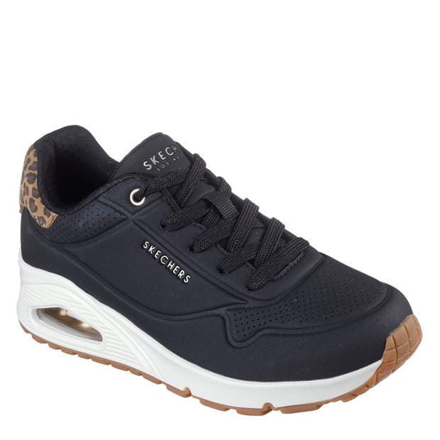 Black/Leopard - Skechers - UNO Stand On Air Trainers Womens