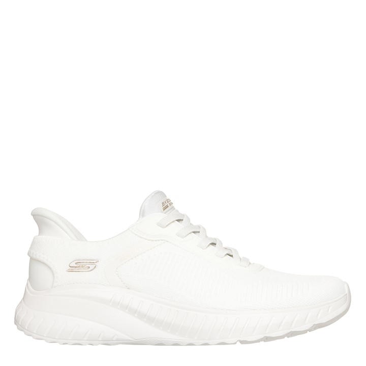 Skechers Women's White Engineered Knitted Bungee Slip-On Runners in Size 5.5, Sports Direct