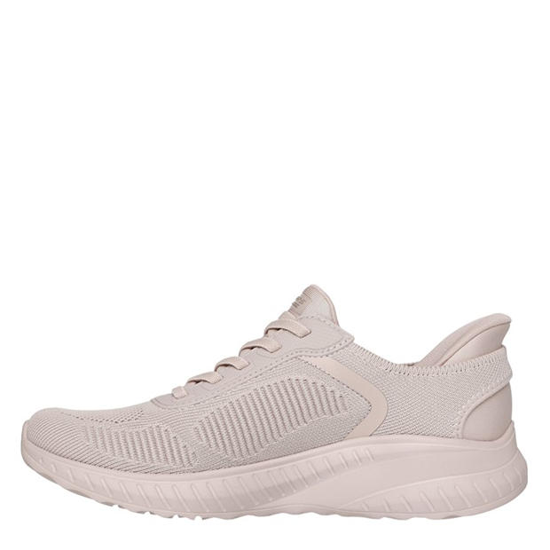 Natural - Skechers - Womens Engineered Knitted Bungee Slip-On Runners
