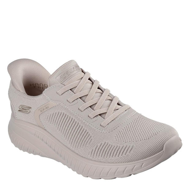 Natural - Skechers - Womens Engineered Knitted Bungee Slip-On Runners