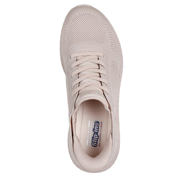 Natural - Skechers - Womens Engineered Knitted Bungee Slip-On Runners