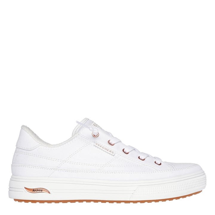 Skechers Women's White Arch Fit Arcade-Meet Ya There Canvas Trainers in Size 6.5, Sports Direct