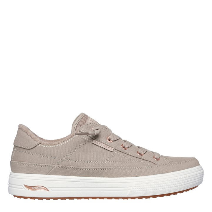 Skechers Women's Beige Arch Fit Arcade-Meet Ya There Canvas Trainers in Size 6.5, Sports Direct