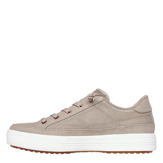 Taupe - Skechers - Arch Fit Arcade-Meet Ya There Canvas Trainers Womens