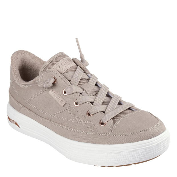 Taupe - Skechers - Arch Fit Arcade-Meet Ya There Canvas Trainers Womens
