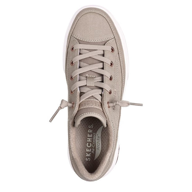 Taupe - Skechers - Arch Fit Arcade-Meet Ya There Canvas Trainers Womens