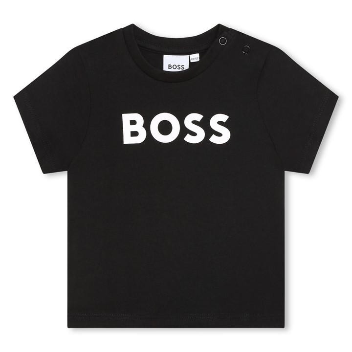 Boss Boys Black Kids' Large Logo Cotton Short Sleeve T-Shirt in Size 6 - 9 Months, Sports Direct