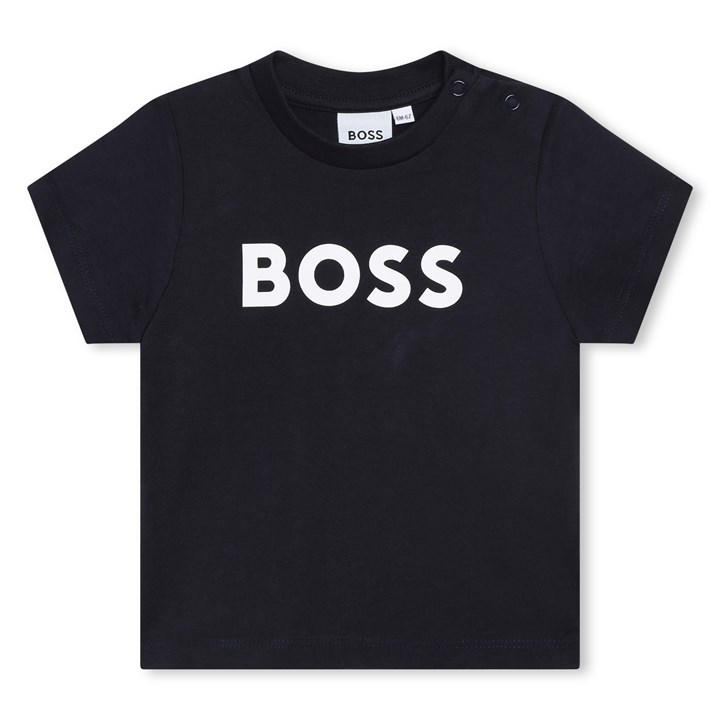 Boss Boys Blue Kids' Large Logo Cotton Short Sleeve T-Shirt in Size 9 - 12 Months, Sports Direct