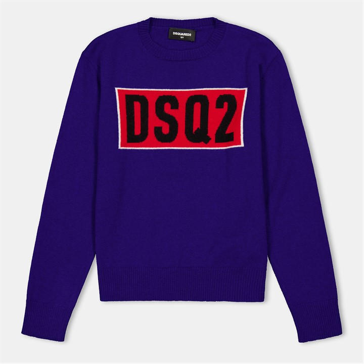 Dsquared2 Boys Blue Kids' Dsq Logo Knitted Top in Size 11 - 12 Years, Sports Direct