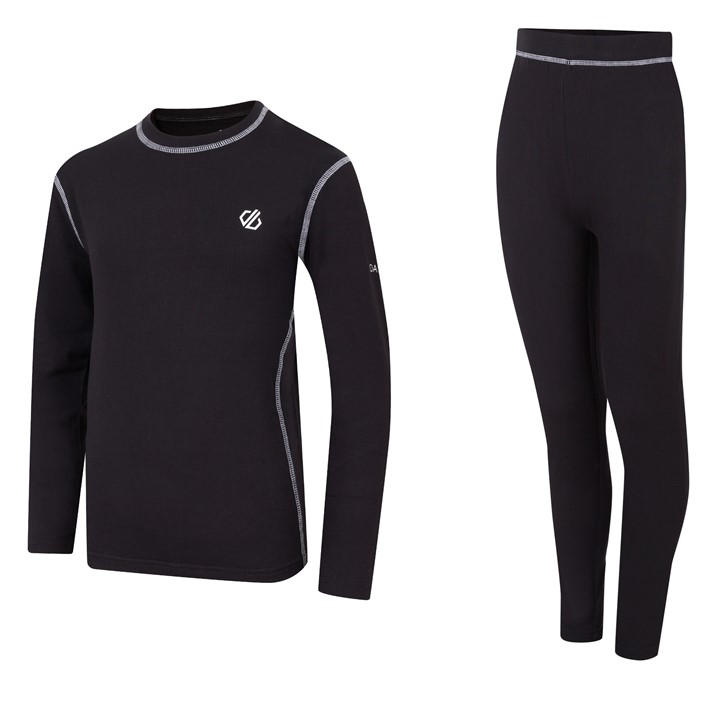 Dare 2B  Kids Black Pow Ii Base Layer Set in Size 7 - 8 Years, Sports Direct
