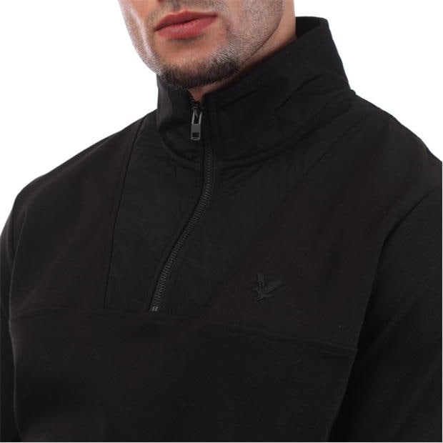 Black - Lyle and Scott - Panelled Hybrid Quarter Zip