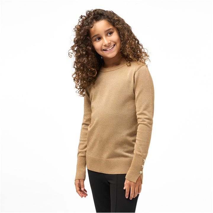 Biba Girls Gold  Soft Shimmer Jumper in Size 13 - 14 Years, Sports Direct