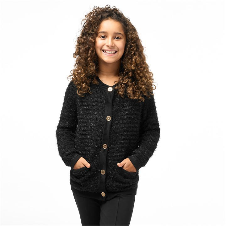 Biba Girls Black  Fluffy Cardigan in Size 13 - 14 Years, Sports Direct