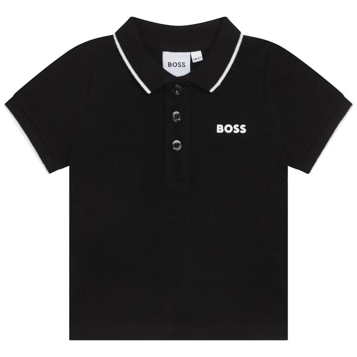 Boss Boys Black Kids' Small Logo Cotton Short Sleeve Polo Shirt, Sports Direct