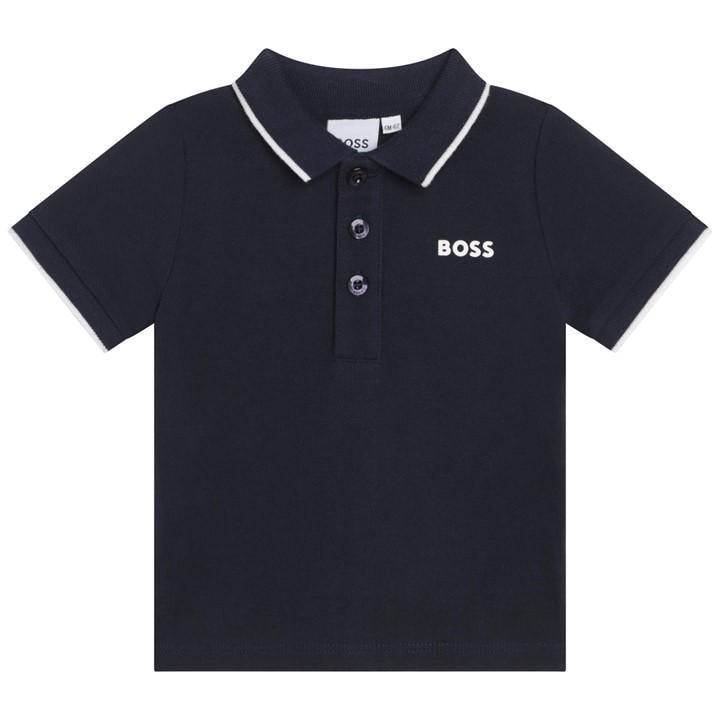 Boss Boys Blue Kids' Small Logo Cotton Short Sleeve Polo Shirt in Size 9 - 12 Months, Sports Direct