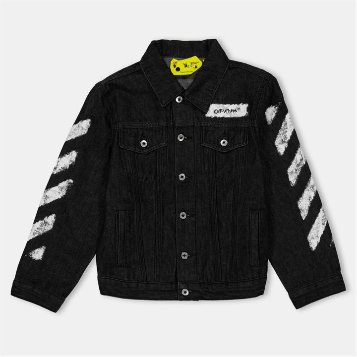 Off White  Kids Black ' Denim Jacket in Size 14 - 16 Years, Sports Direct
