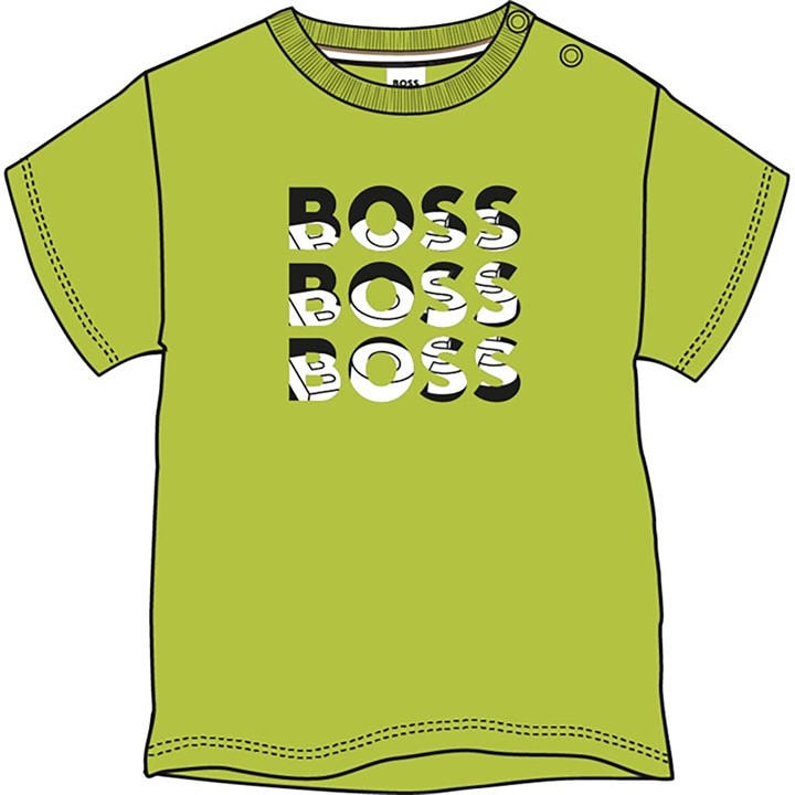 Boss Boys Green Kids'  Logo Soft Fabric T-Shirt in Size 9 - 12 Months, Sports Direct