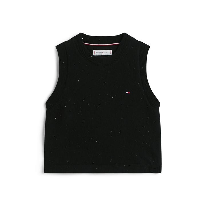 Tommy Hilfiger Girls Black Kids' Sequin Knitted Top in Size 14 - 16 Years, Sports Direct