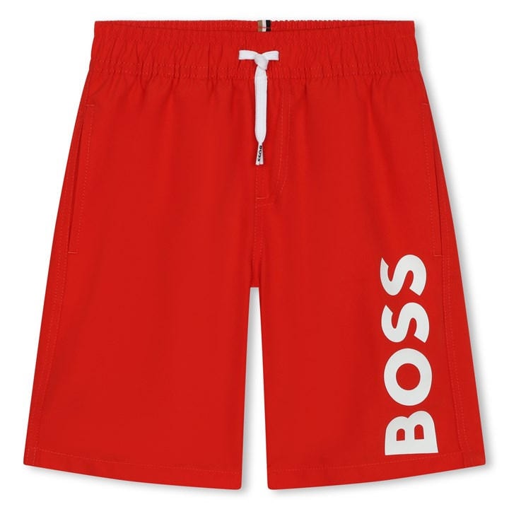 Boss Boys Red Kids Logo Swim Shorts, Sports Direct