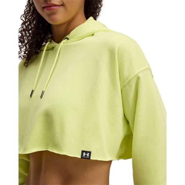 Yellow - Under Armour - Icon Terry Cropped Hoody