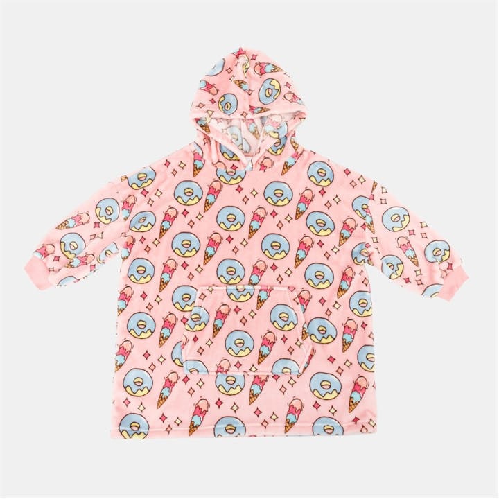 Star Girls Pink Snuggle Hoodie Ice Cream Pattern  in Size 13 - 14 Years, Sports Direct