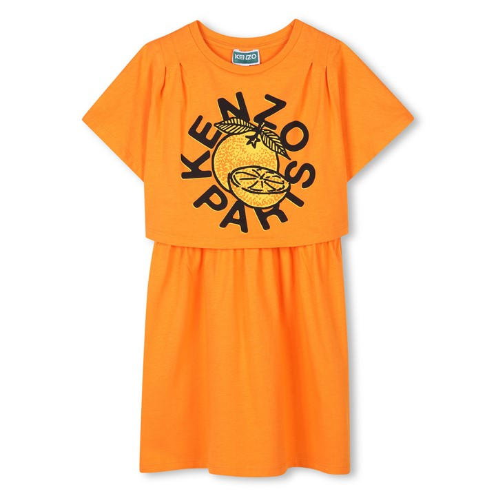 Kenzo Girls Orange Kids' Logo Relaxed T-Shirt Dress in Size 8 - 9 Years, Sports Direct
