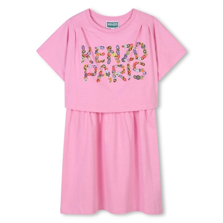 Kenzo Girls Pink Kids' Logo Relaxed Fit T-Shirt Dress in Size 9 - 10 Years, Sports Direct