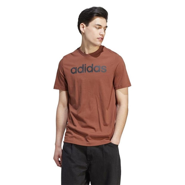 Brown - adidas - Essentials Linear Embroidered Logo T-Shirt