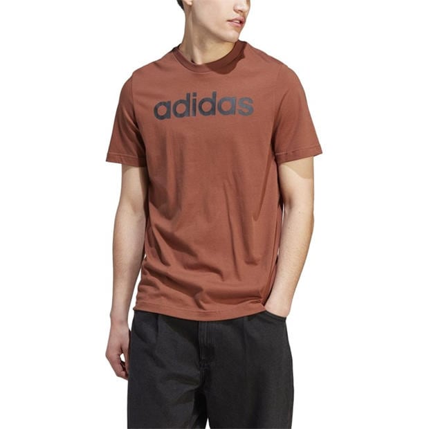 Brown - adidas - Essentials Linear Embroidered Logo T-Shirt