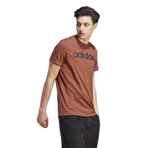 Brown - adidas - Essentials Linear Embroidered Logo T-Shirt