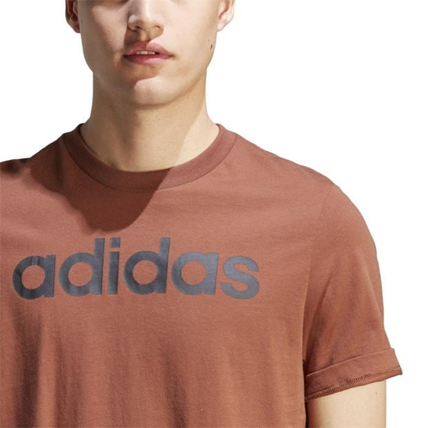 Brown - adidas - Essentials Linear Embroidered Logo T-Shirt
