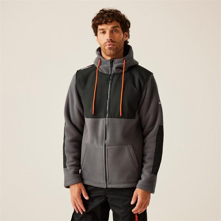 Regatta Men's Garrison Workwear Hooded Fleece Jacket - Iron/Black - XL - Image 4