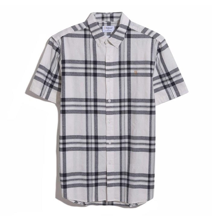 Farah Men's Cream Kele Bold Check Shirt Extra Large