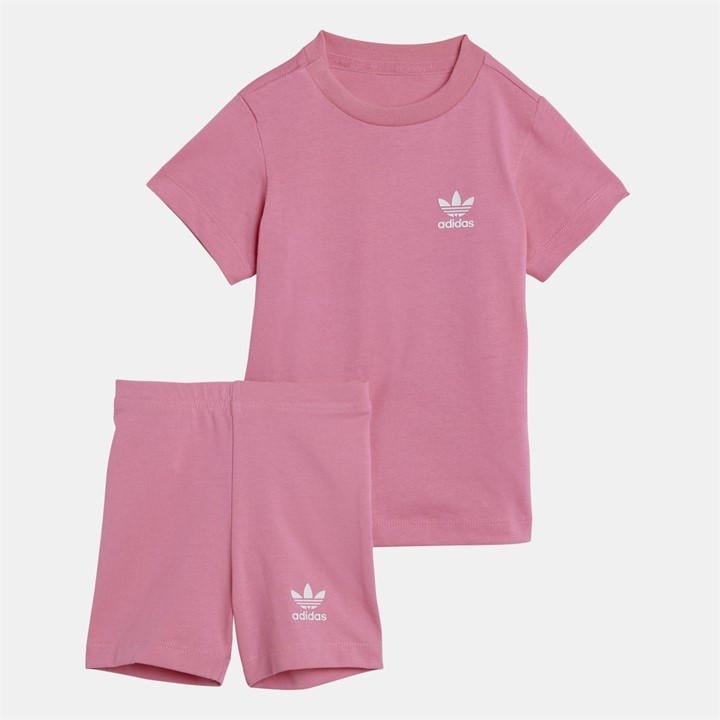 Adidas Originals Girls Pink Cycling Shorts & T-Shirt Set in Size 9 - 12 Months, Sports Direct