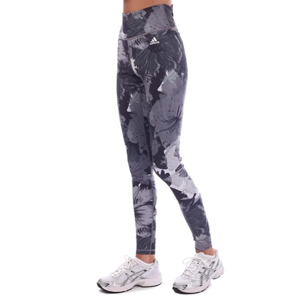 Grey - adidas - Training Essentials Printed High-Waisted Leggings