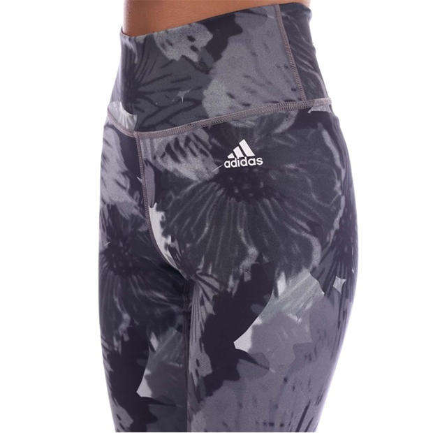 Grey - adidas - Training Essentials Printed High-Waisted Leggings