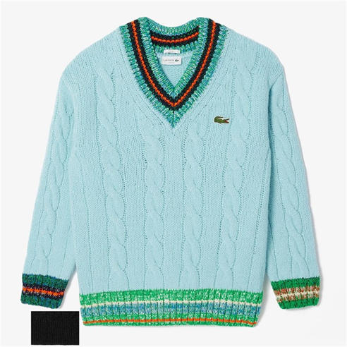 Lacoste - Cable Knit V-Neck Sweater