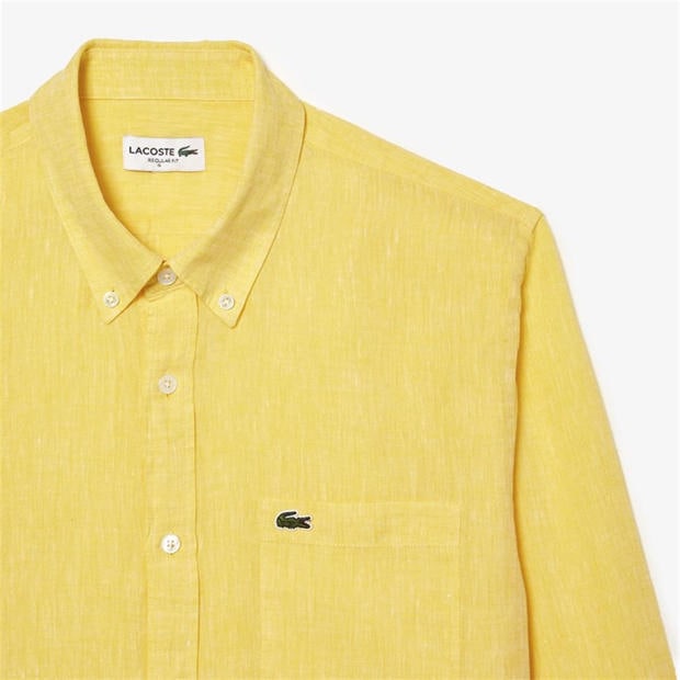 Yellow - Lacoste - Regular-Fit Linen Shirt