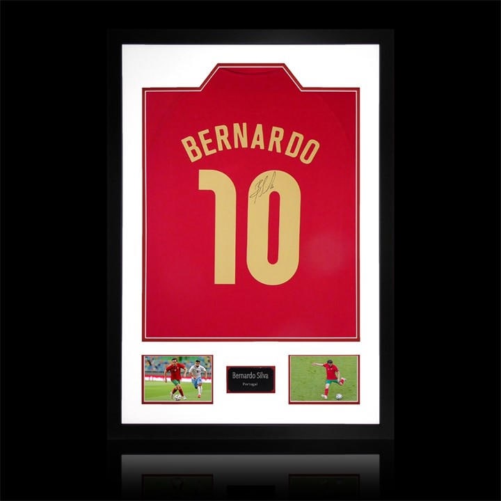 Portugal    Bernardo Silva Signed  Shirt Premium Frame, Football by The Fan Cave in Size 850x600mm, Sports Direct