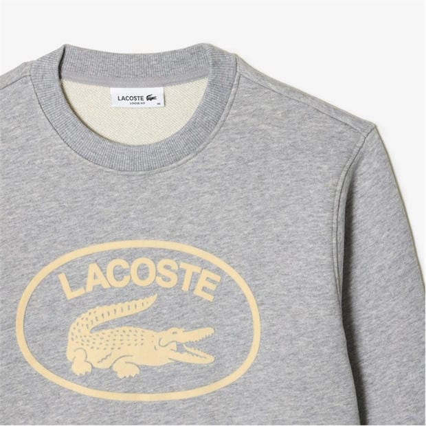 Grey - Lacoste - Loose Fit Organic Cotton Fleece Sweatshirt