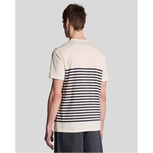 White - Lyle and Scott - Linen Blend Breton Stripe T-Shirt