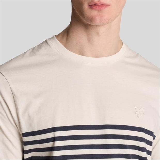 White - Lyle and Scott - Linen Blend Breton Stripe T-Shirt