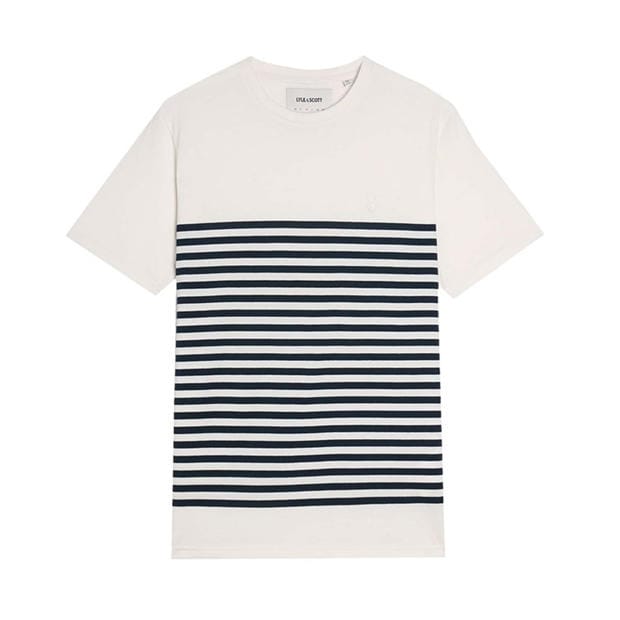 White - Lyle and Scott - Linen Blend Breton Stripe T-Shirt