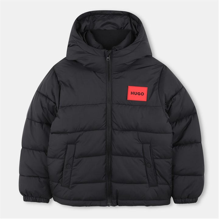 Hugo Boys Black Kids' Short Puffer Jacket in Size 11 - 12 Years, Sports Direct