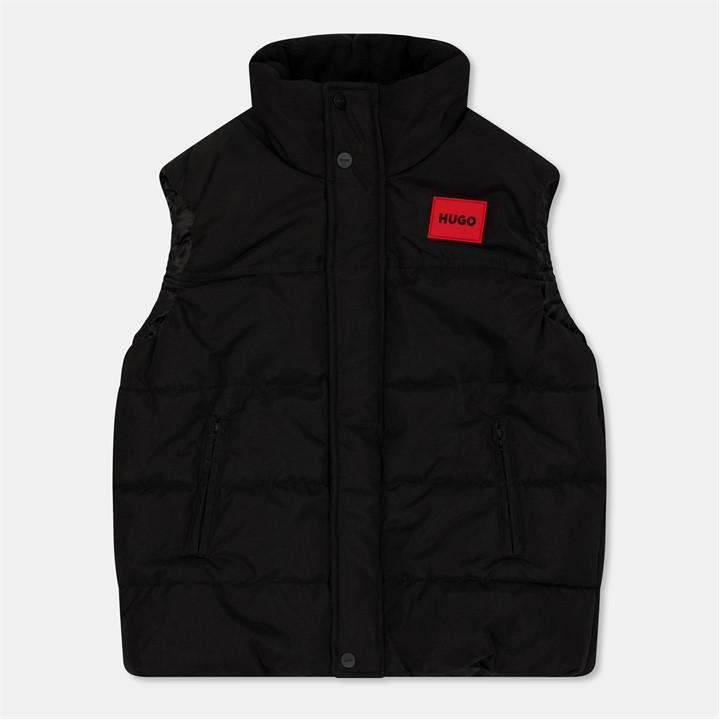 Hugo Boys Black Kids' Padded Sleeveless Gilet in Size 14 - 16 Years, Sports Direct